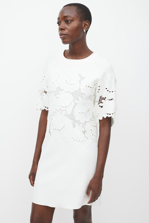 Victoria Victoria Beckham White Floral Eyelet Dress