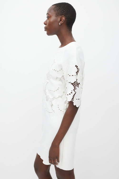 Victoria Victoria Beckham White Floral Eyelet Dress