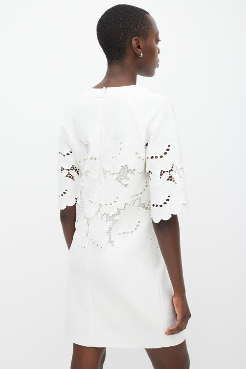 Victoria Victoria Beckham White Floral Eyelet Dress