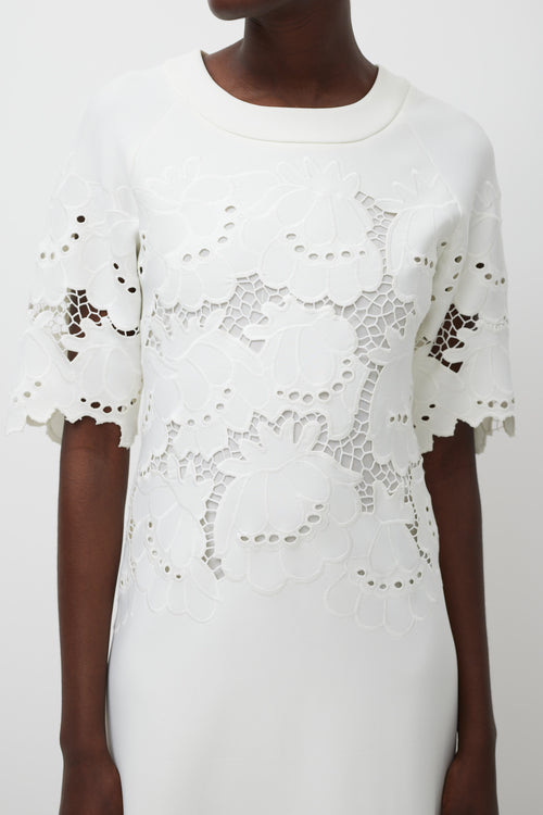 Victoria Victoria Beckham White Floral Eyelet Dress