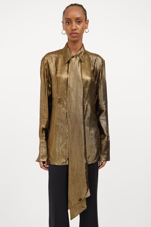 Black 
Gold Metallic Scarf Shirt