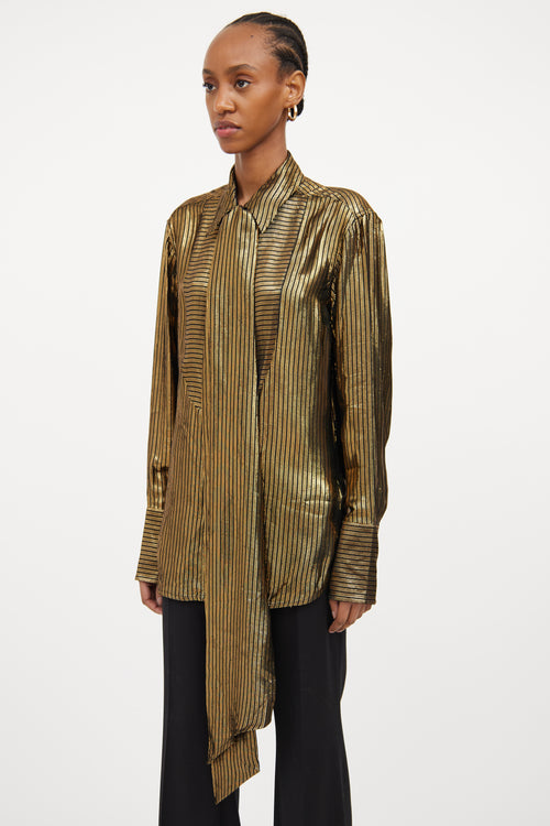 Black 
Gold Metallic Scarf Shirt