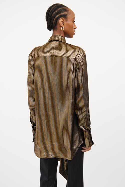 Black 
Gold Metallic Scarf Shirt