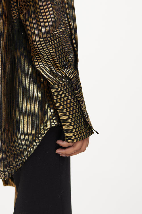 Black 
Gold Metallic Scarf Shirt