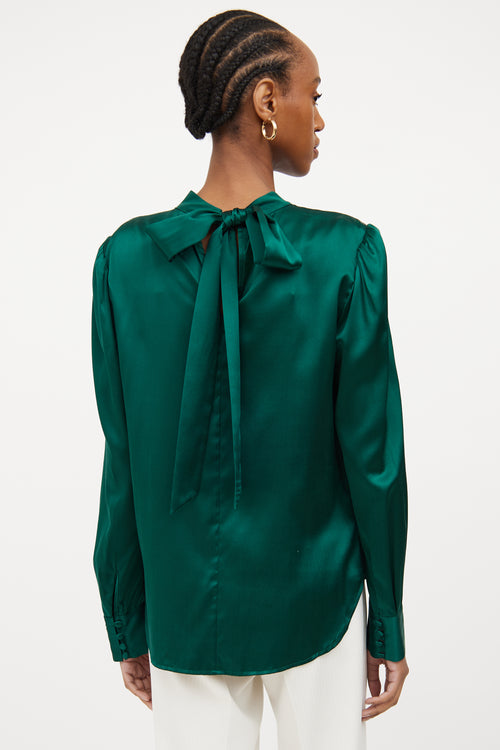 Green Silk Keyhole Top