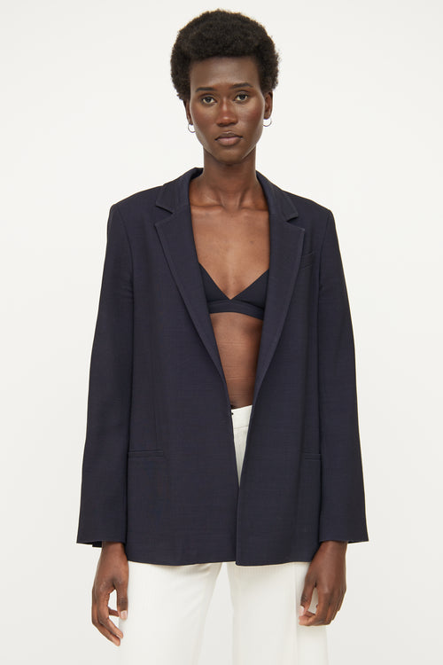 Victoria Beckham Navy Notch Lapel Blazer