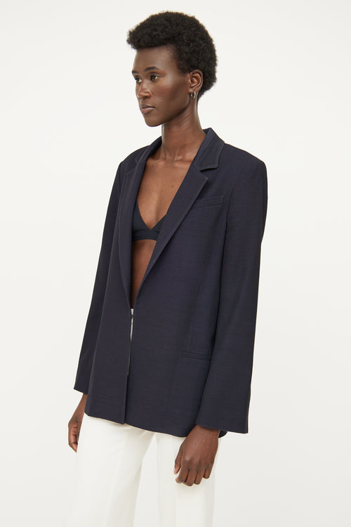 Victoria Beckham Navy Notch Lapel Blazer