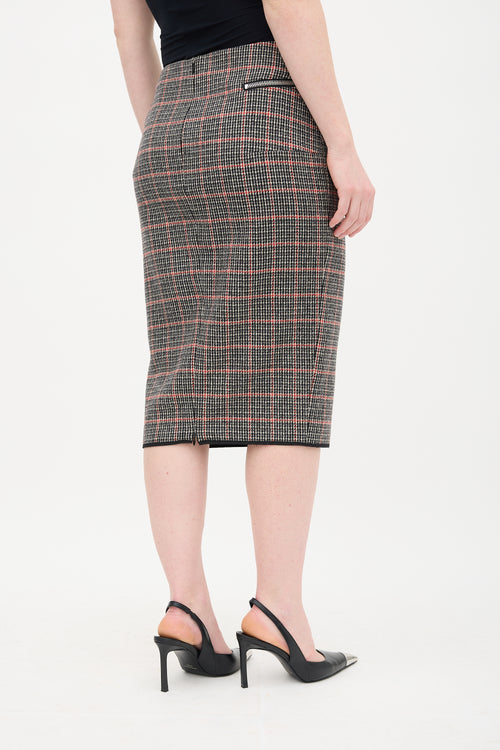 Victoria Beckham Black 
Red Wool Houndstooth Skirt