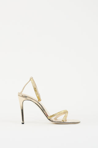 Victoria Beckham Gold Embellished Strappy Heel