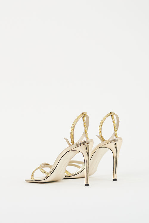 Victoria Beckham Gold Embellished Strappy Heel