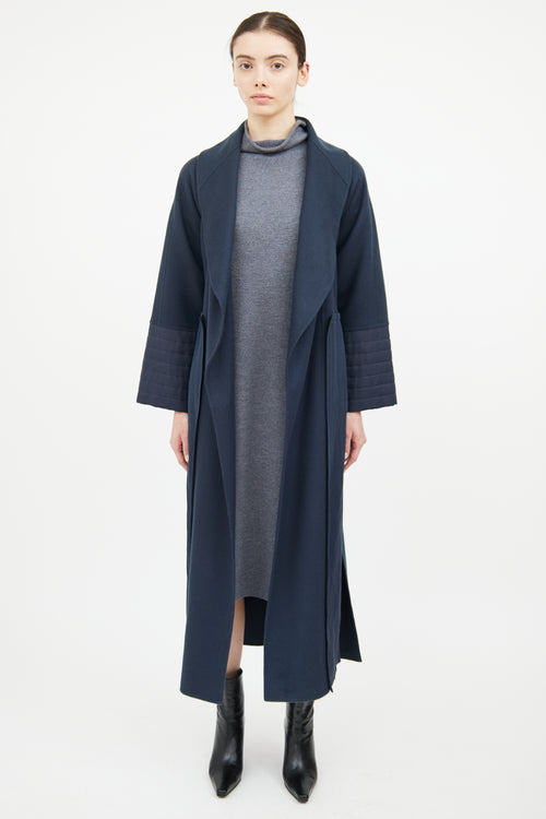 Victor Alfaro Navy Wool Trench Coat