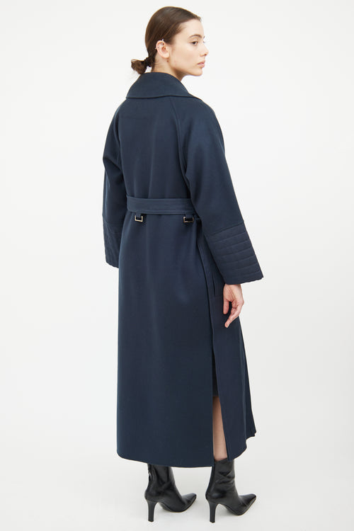 Victor Alfaro Navy Wool Trench Coat