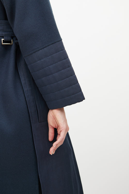 Victor Alfaro Navy Wool Trench Coat