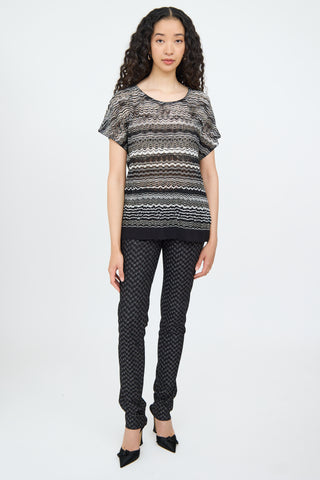 Missoni B&W Sparkle Pattern Knit Top