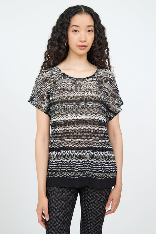 Missoni B&W Sparkle Pattern Knit Top