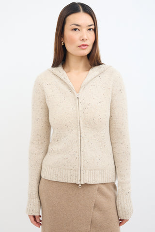 Vince Beige Cashmere Knit Zip Up Hoodie