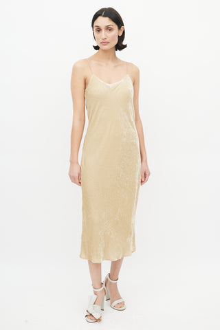 Vince Beige Crushed Velvet  Dress