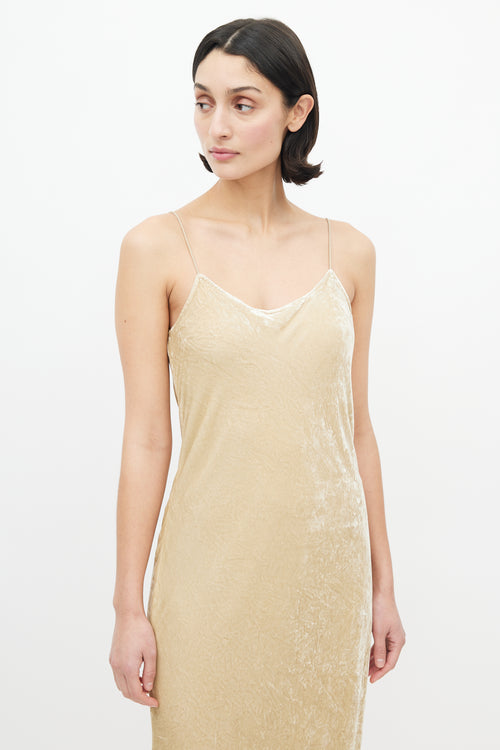 Vince Beige Crushed Velvet  Dress