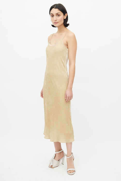 Vince Beige Crushed Velvet  Dress