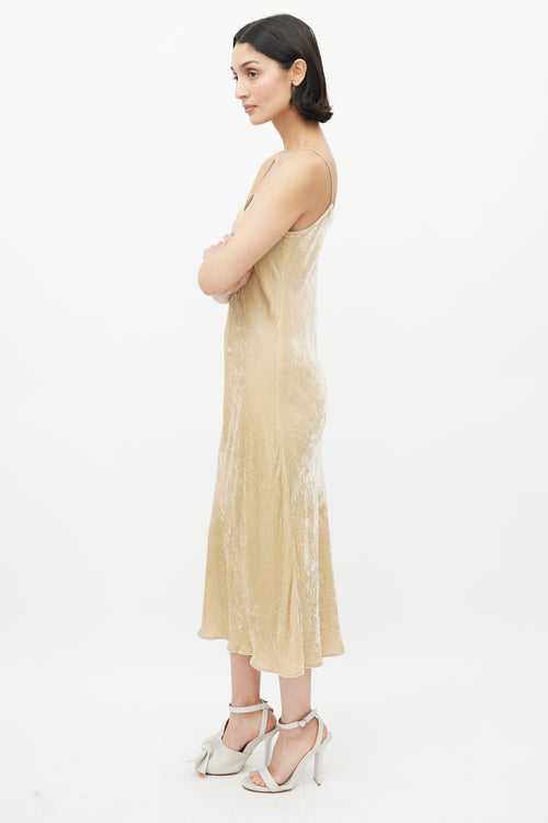 Vince Beige Crushed Velvet  Dress