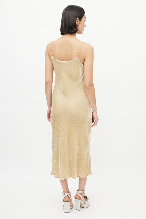 Vince Beige Crushed Velvet  Dress