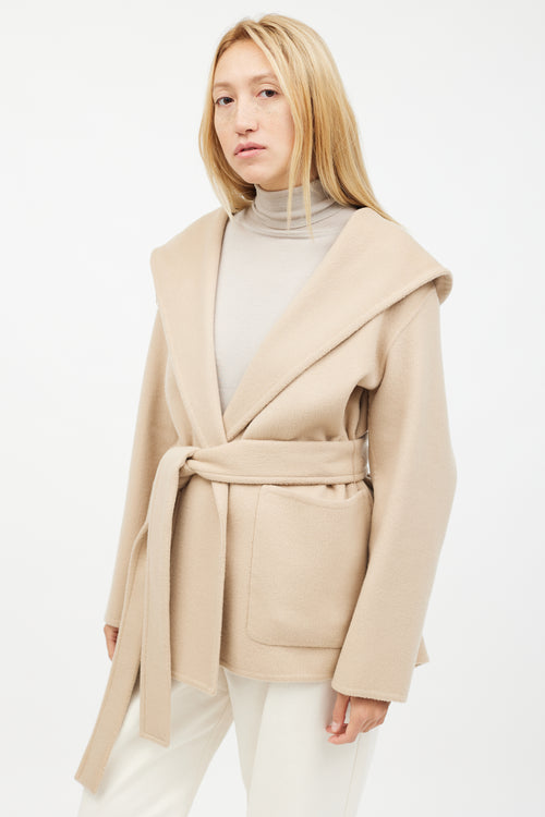 Vince Beige Wool Belted Jacket