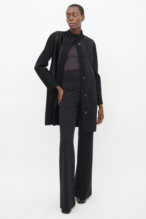 Vince Black Wool Textured Coat