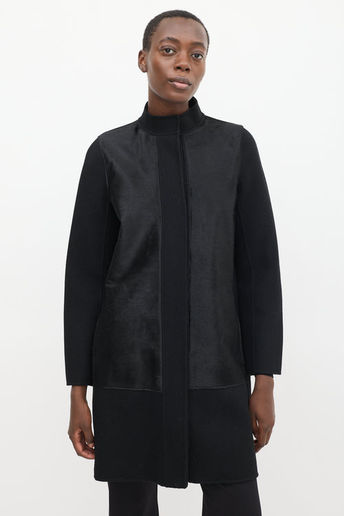 Vince Black Wool Textured Coat