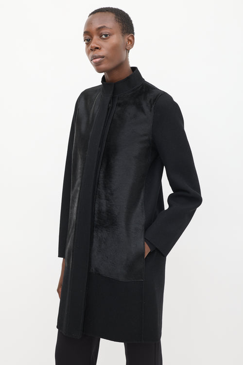 Vince Black Wool Textured Coat