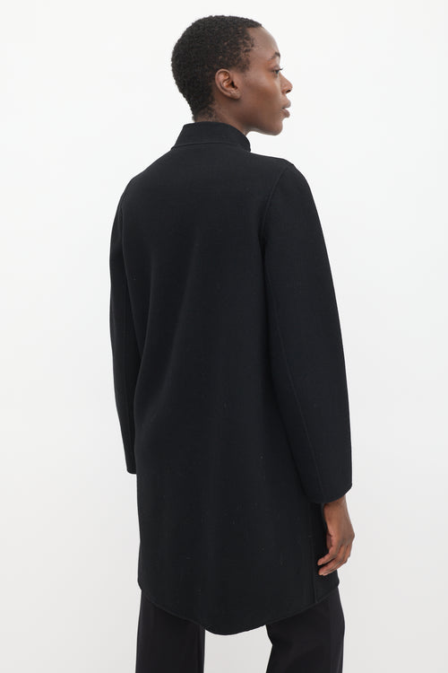 Vince Black Wool Textured Coat