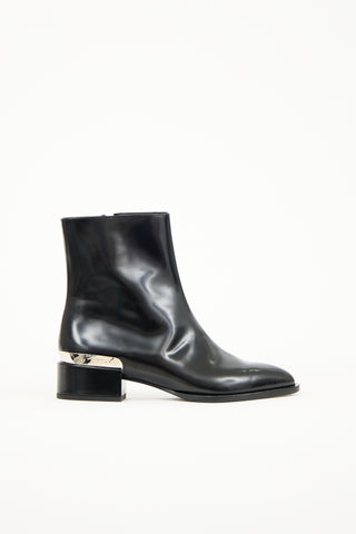 Vince Black Leather Zip Ankle Boot