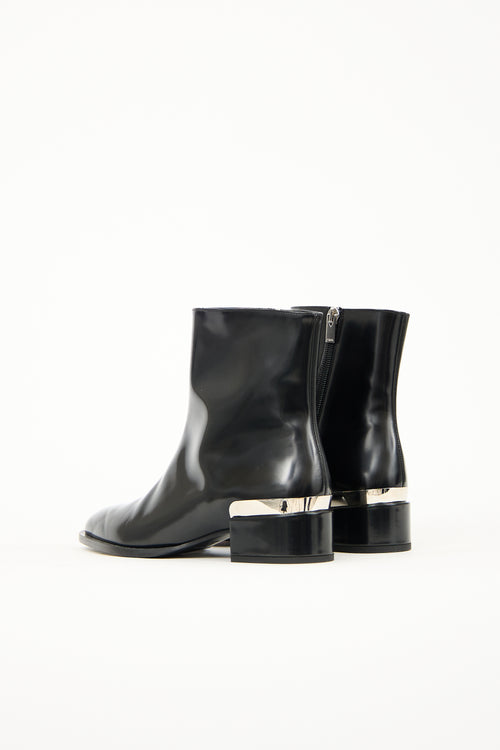 Vince Black Leather Zip Ankle Boot