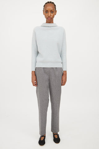 Vince Blue Cashmere Mock Neck Sweater