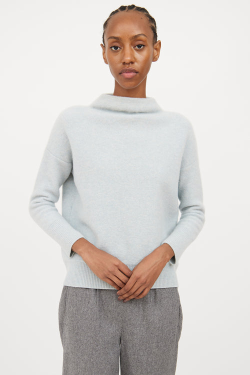 Vince Blue Cashmere Mock Neck Sweater