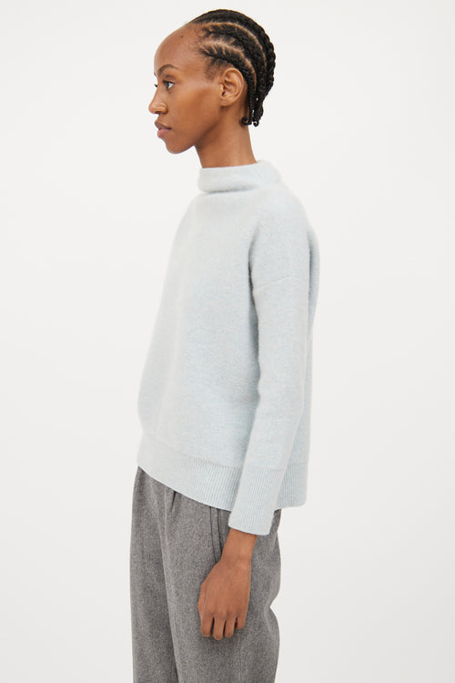 Vince Blue Cashmere Mock Neck Sweater