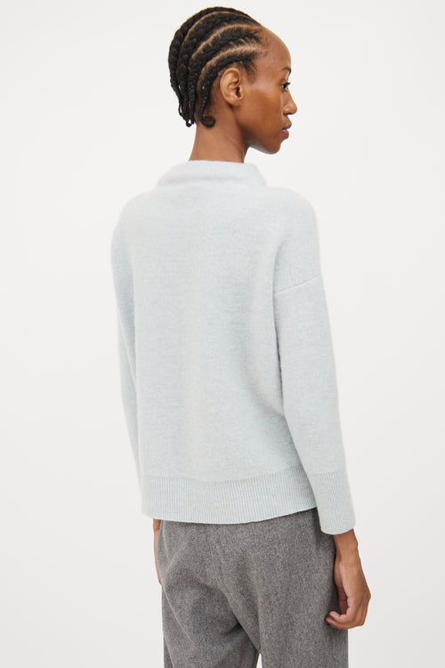 Vince Blue Cashmere Mock Neck Sweater