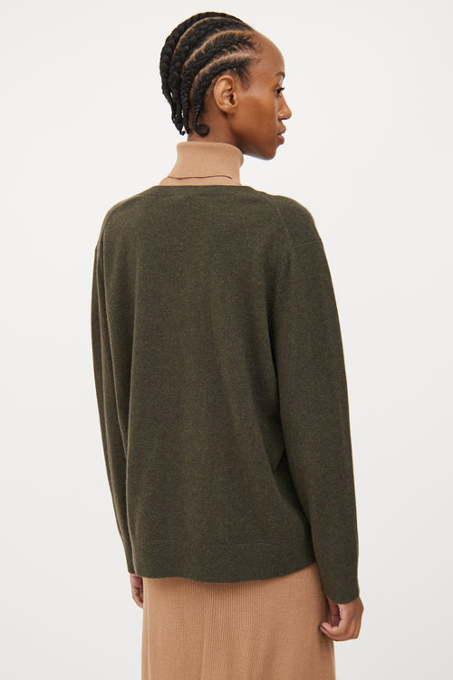 Vince Brown 
Green Cashmere V Neck Sweater