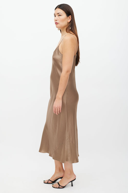 Vince Brown Satin Dress