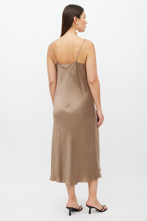 Vince Brown Satin Dress