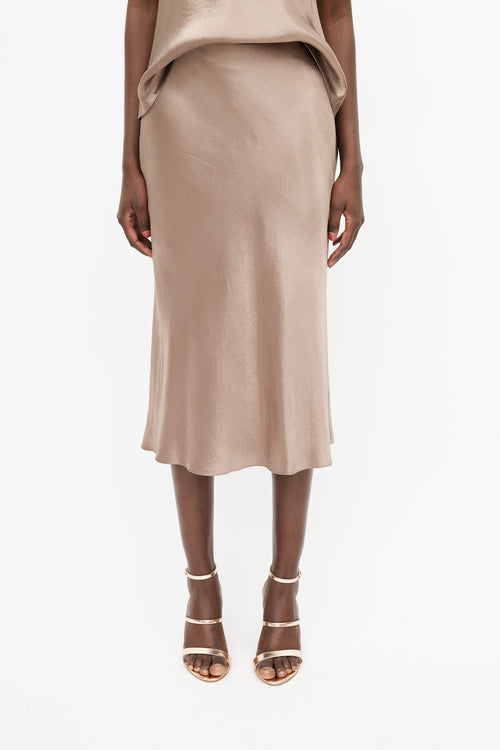 Vince Brown Satin Slip Skirt