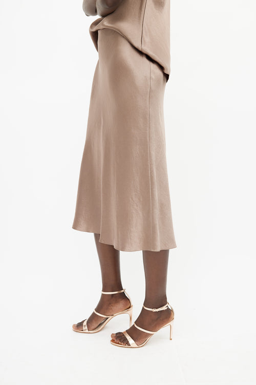 Vince Brown Satin Slip Skirt