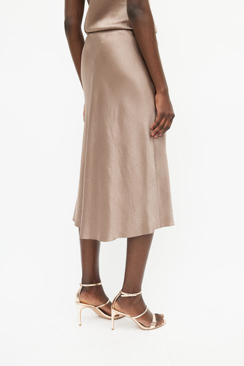 Vince Brown Satin Slip Skirt