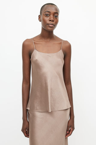 Vince Brown Satin Slip Top