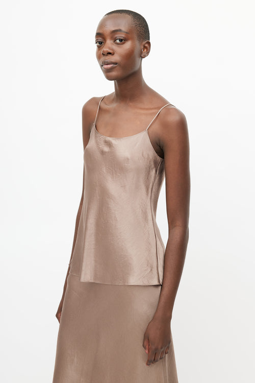 Vince Brown Satin Slip Top