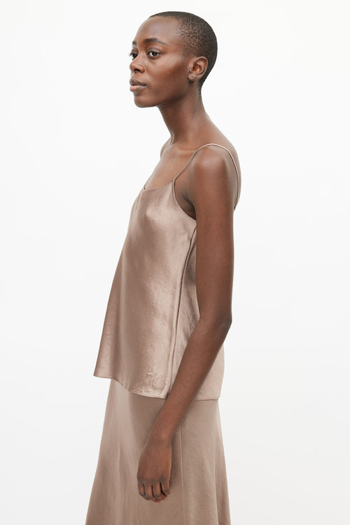 Vince Brown Satin Slip Top