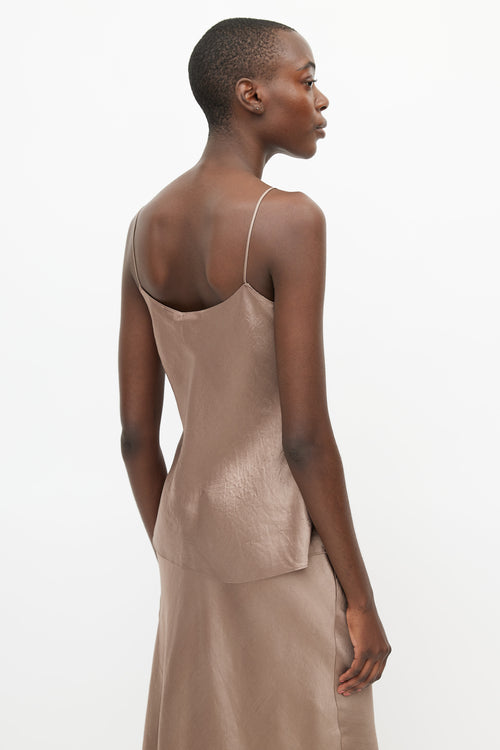 Vince Brown Satin Slip Top