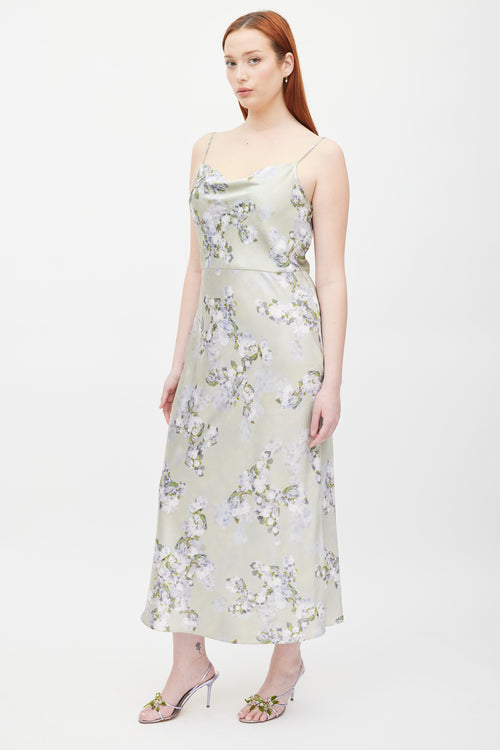 Vince Green 
Purple Floral Satin Dress