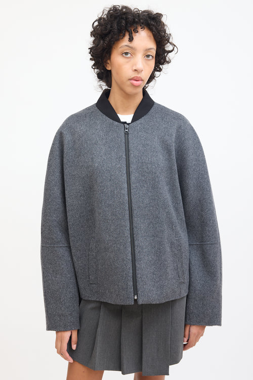 Vince Grey Wool 
Nylon Bomber Jacket