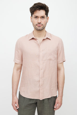 Vince Pink Linen Short Sleeve Shirt