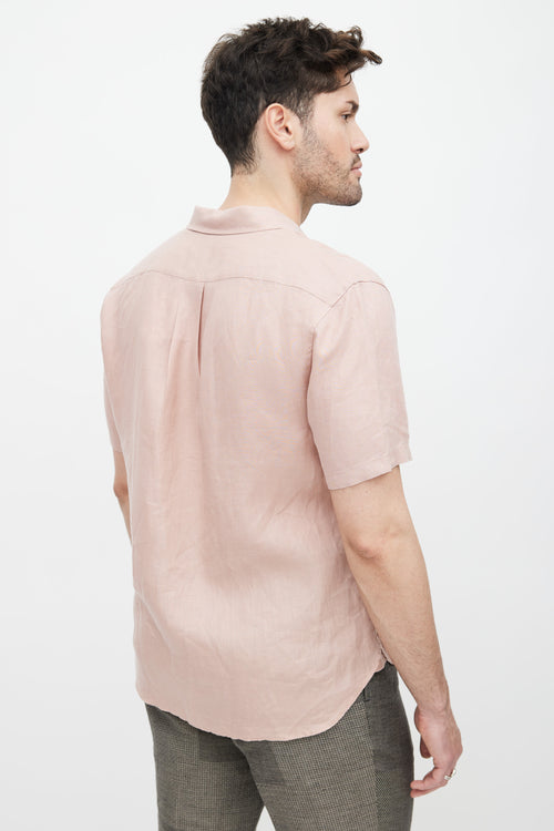 Vince Pink Linen Short Sleeve Shirt